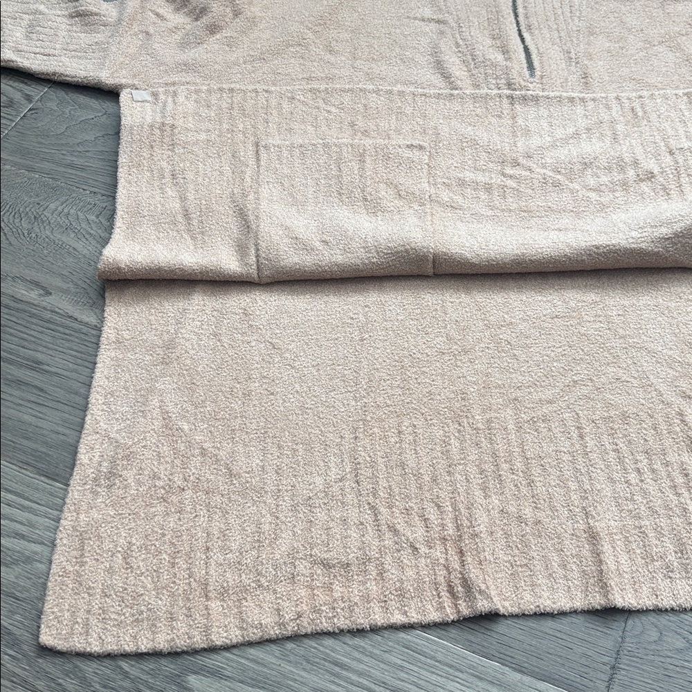 Barefoot Dreams | Cozy Chic Lite Half Zip Poncho Soft Camel Chenille Sweater S/M - Picture 9 of 16